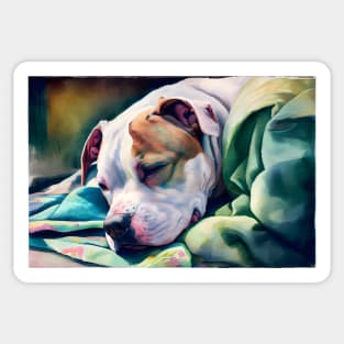 A Sleeping Pit Bull Terrier Sticker